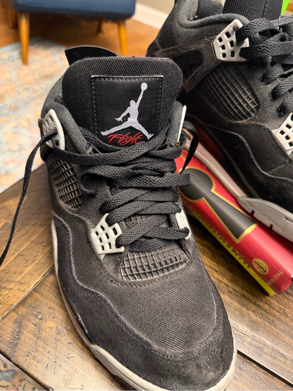 Nike Jordan -4. Black Flight Athletic Sneakers